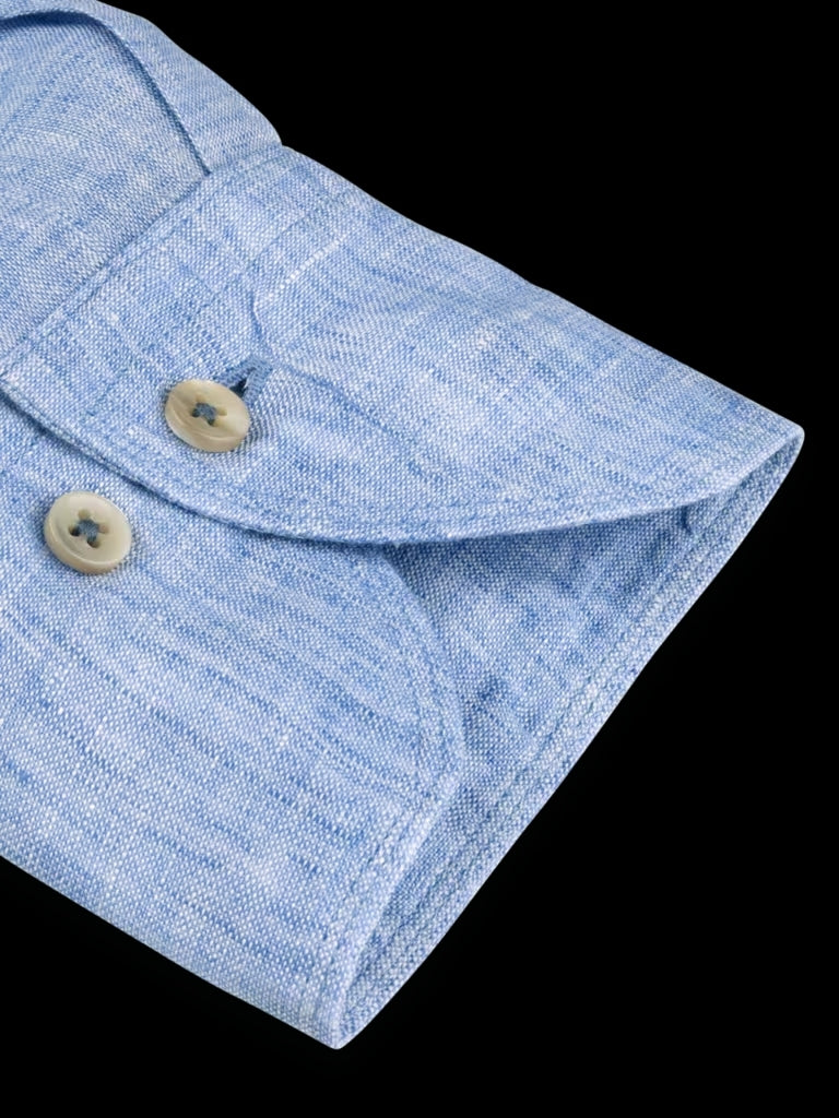 100% linnen-HEREN SHIRTS-Blauw