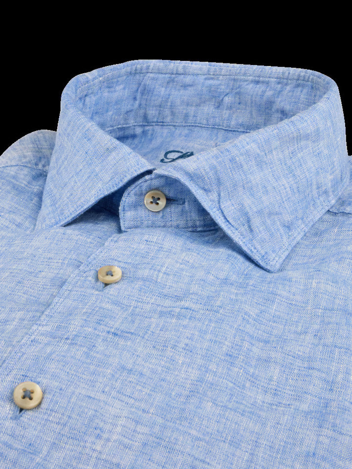 100% linnen-HEREN SHIRTS-Blauw