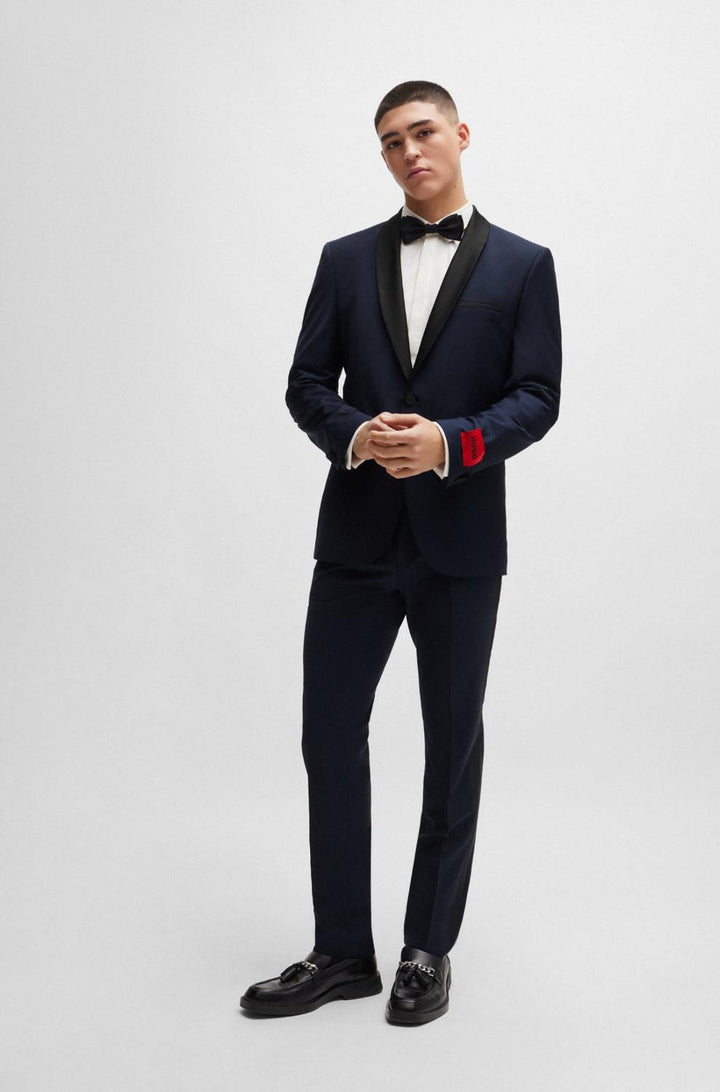 74% wol, 22% polyester, 4% elasthaan-HEREN GELEGENHEIDSKLEDING-Zwart
