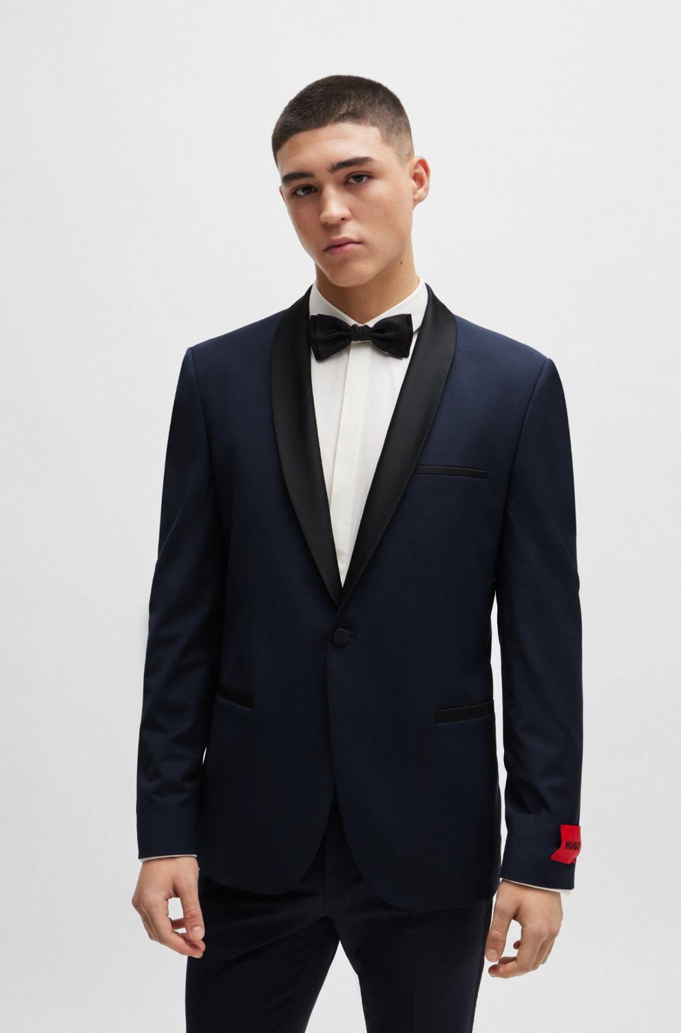 74% wol, 22% polyester, 4% elasthaan-HEREN GELEGENHEIDSKLEDING-Zwart