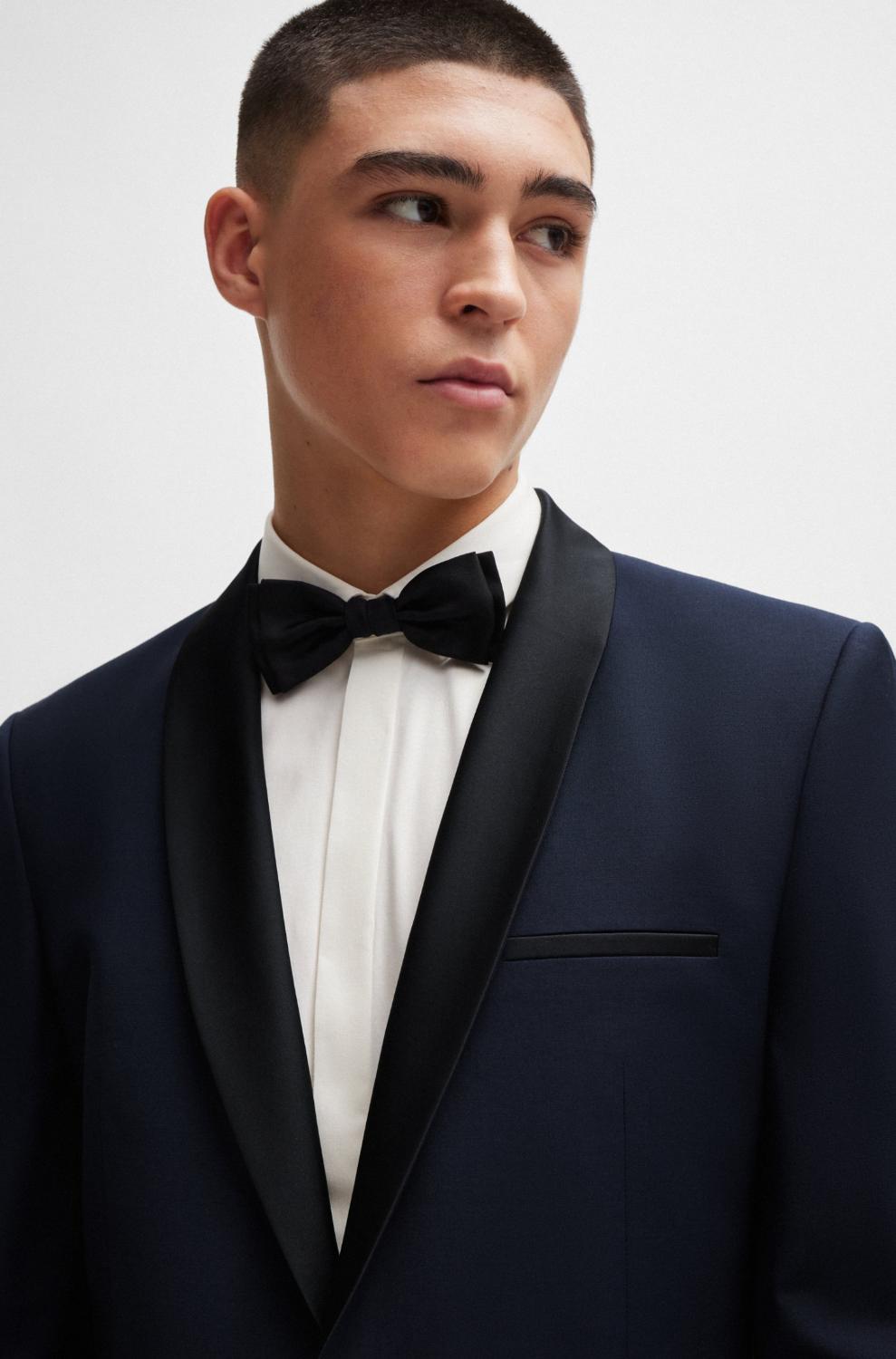 74% wol, 22% polyester, 4% elasthaan-HEREN GELEGENHEIDSKLEDING-Zwart