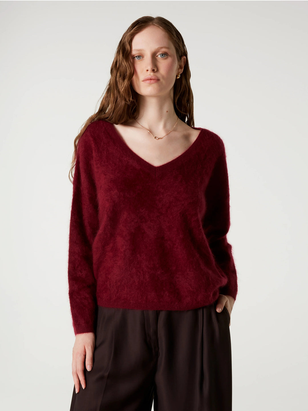 Absolut Cashmere Soeli V-hals Trui – Rood-100% cashmere-DAMES TRUIEN & VESTEN-Rood
