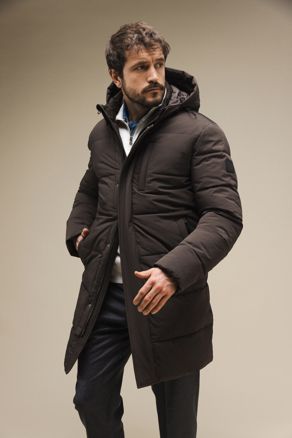 Agiato Gianni Sportieve Jas – Bruin-88% polyamide, 12% elastaan-HEREN JASSEN & JACKS-Bruin