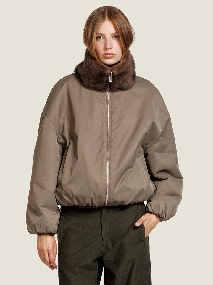 Alter Ego Ally Imitatiebont Jas – Bruin-100% polyester-DAMES JASSEN & JACKS-Bruin