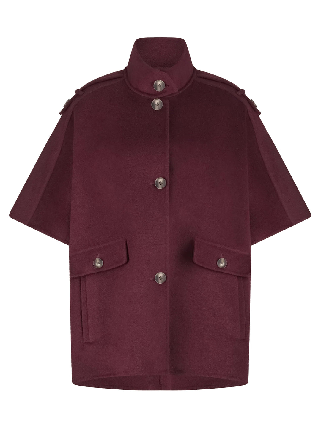 Alter Ego Frenkie Wollen Cape Jas – Bordeaux-50% wol, 50% polyester-DAMES JASSEN & JACKS-Rood