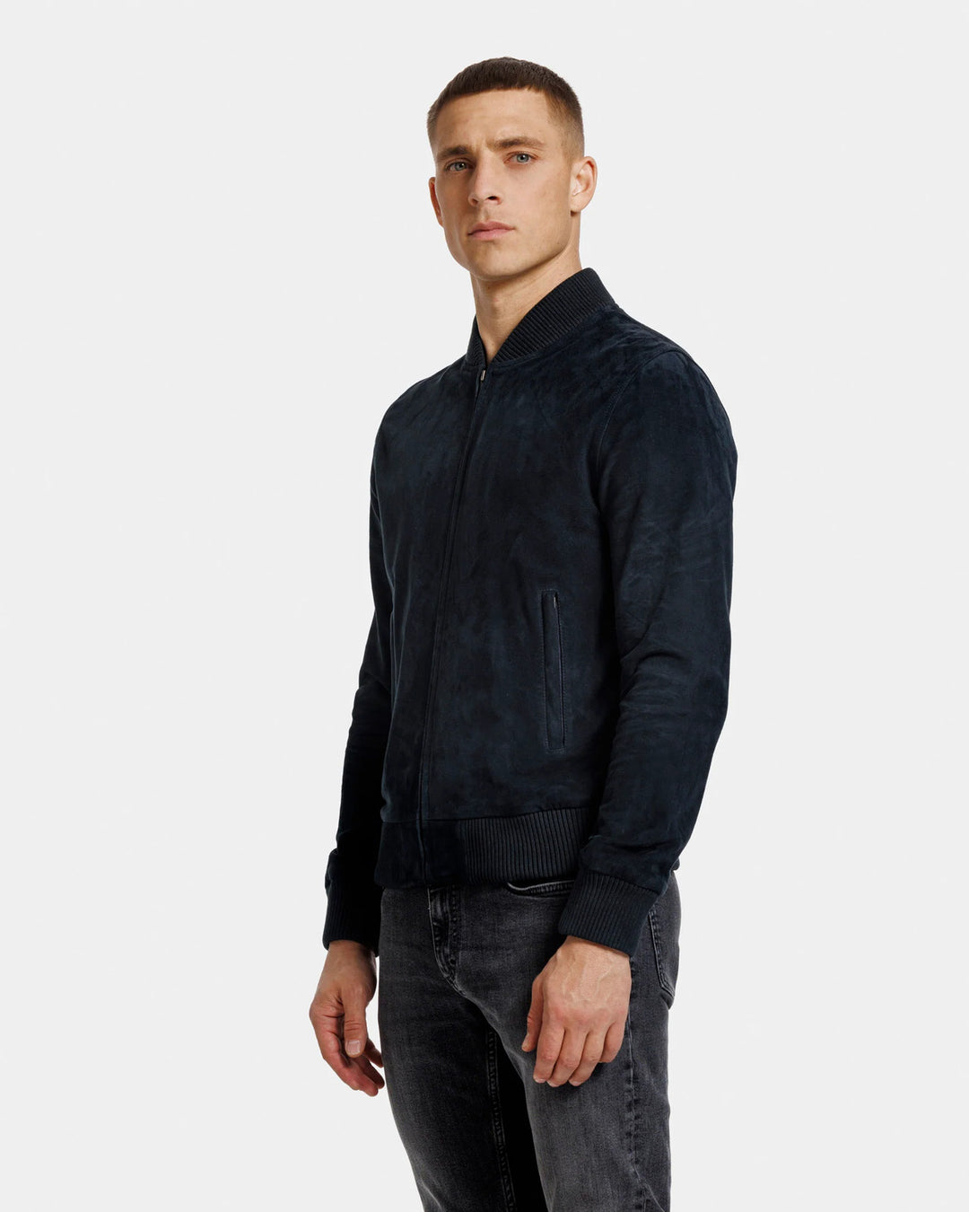 Alter Ego High-end bomberjack-Geiten Suede-HEREN JASSEN & JACKS-Blauw