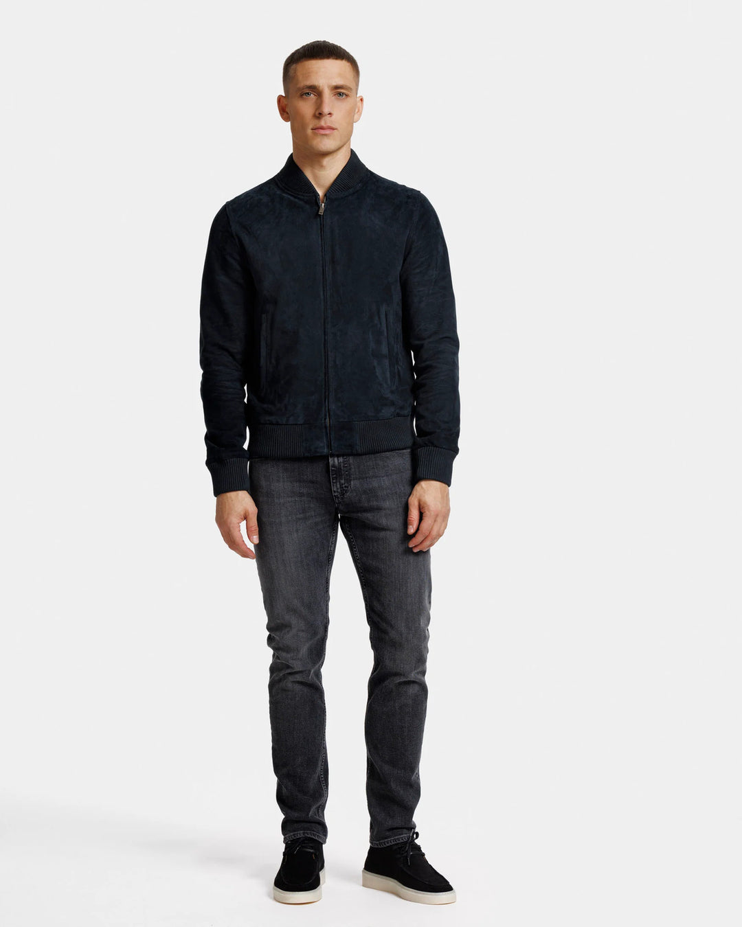 Alter Ego High-end bomberjack-Geiten Suede-HEREN JASSEN & JACKS-Blauw