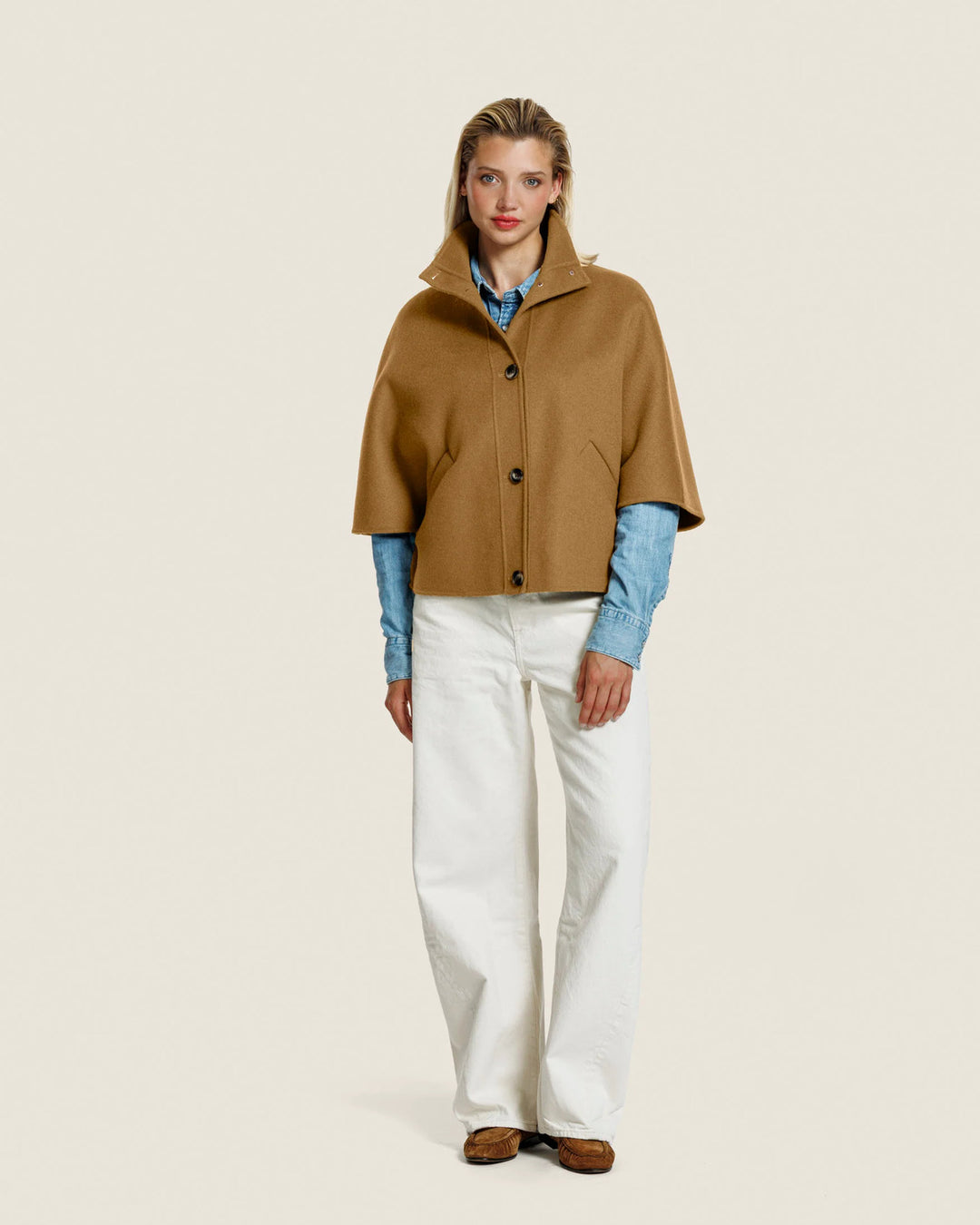 Alter Ego Liv Wollen Cape Jas – Tabacco-50% wol, 50% polyester-DAMES JASSEN & JACKS-Bruin