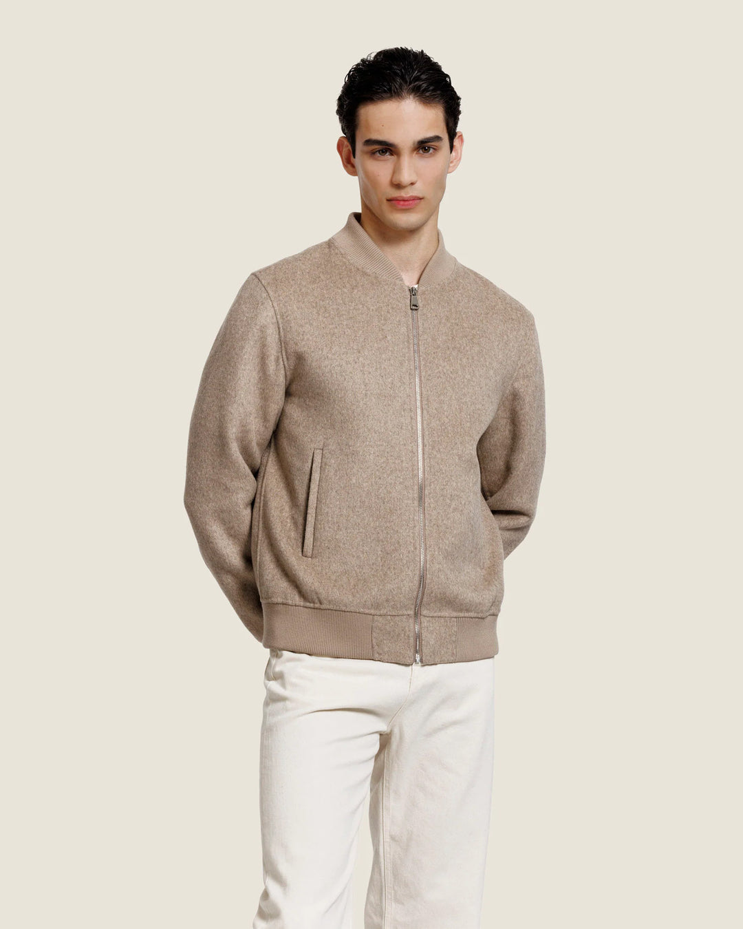 Alter Ego Mick Wollen Jack – Beige Melange-50% wol, 50% polyester-HEREN JASSEN & JACKS-Beige