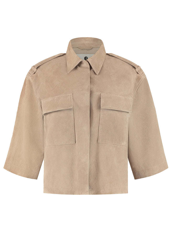  Alter Ego Nala Suede blouse – Grey Taupe-100% suede leer-DAMES JASSEN & JACKS-Grijs