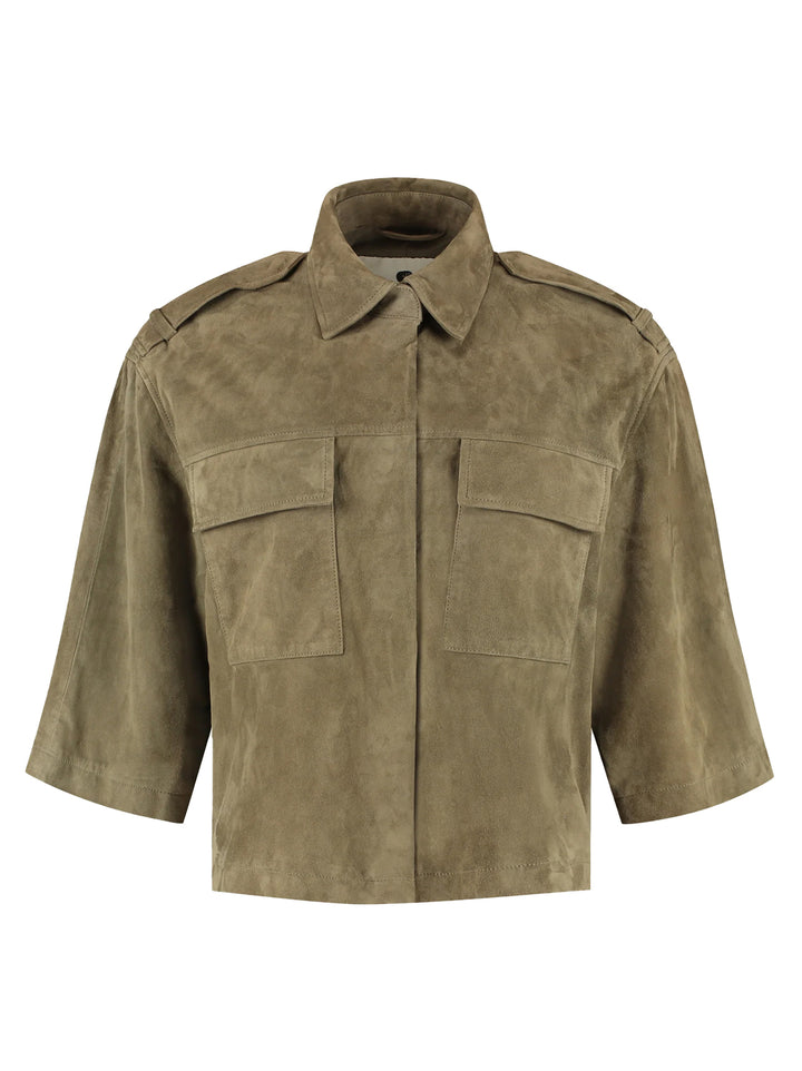 Alter Ego Nala Suede blouse – Kaki-100% suede leer-DAMES JASSEN & JACKS-Groen