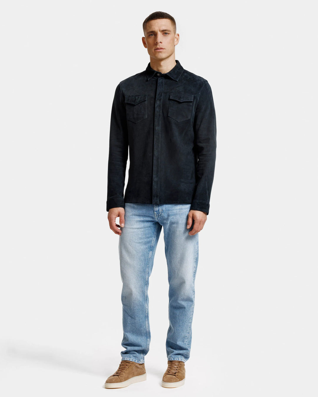 Alter Ego overshirt ROBERT- 100% leer-HEREN SHIRTS-Blauw