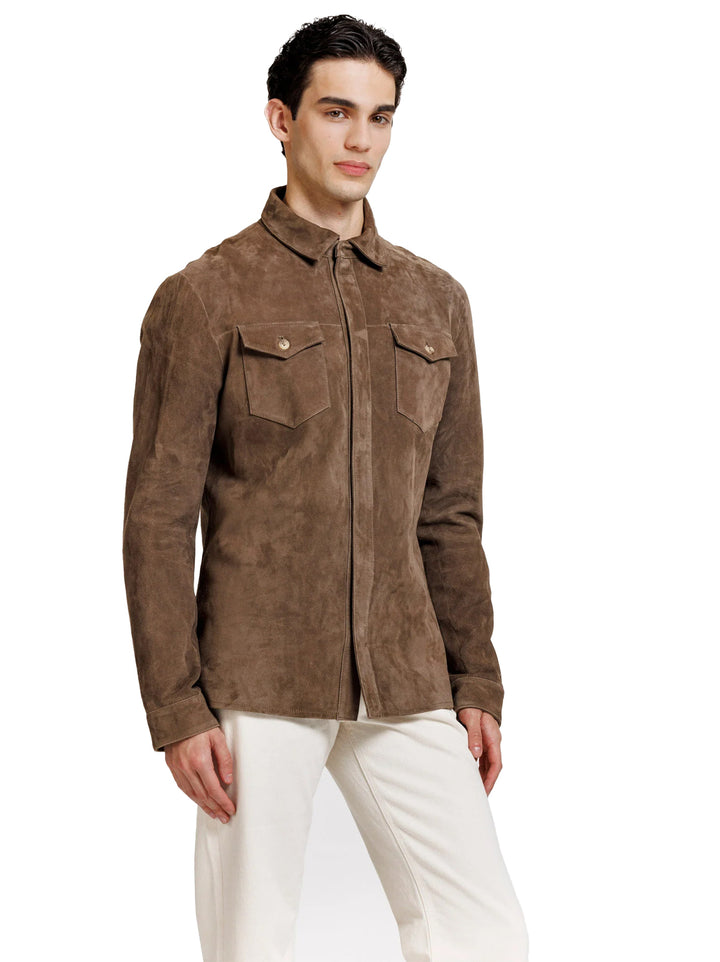 Alter Ego overshirt ROCCO-100% leer-HEREN SHIRTS-Beige