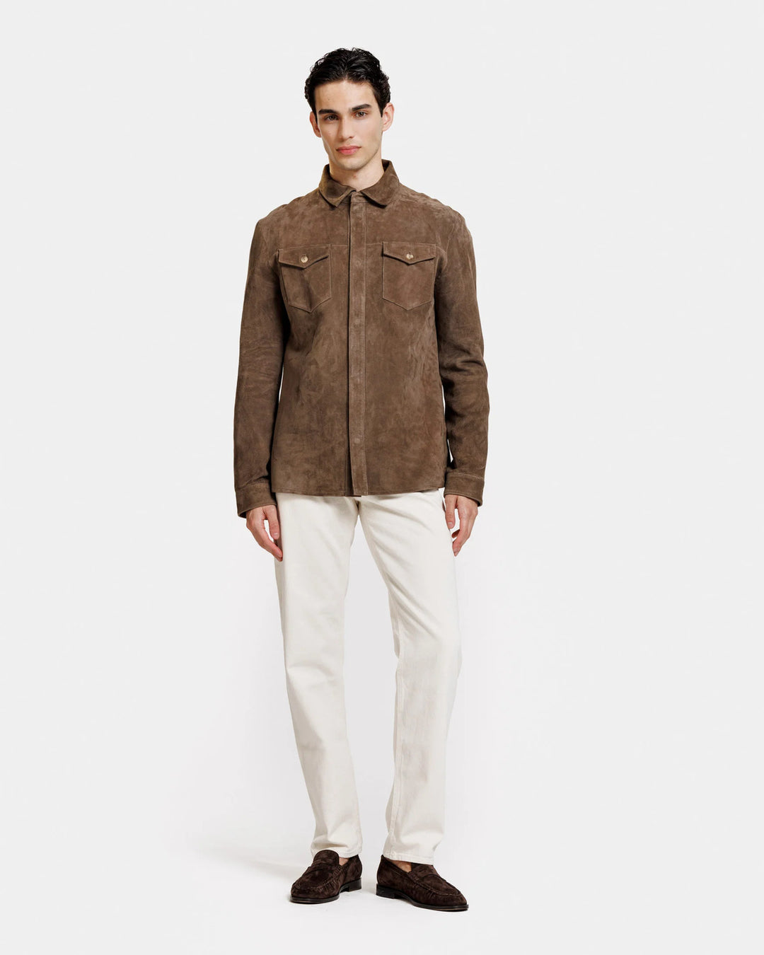 Alter Ego overshirt ROCCO-100% leer-HEREN SHIRTS-Beige