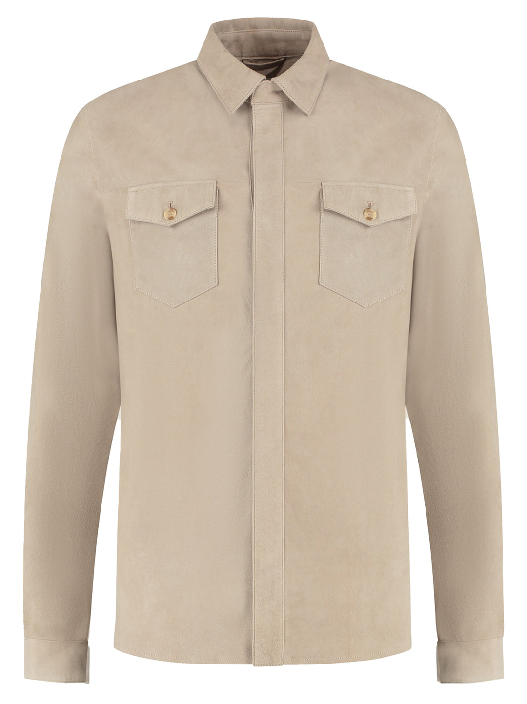 Alter Ego overshirt ROCCO-100% leer-HEREN SHIRTS-Beige