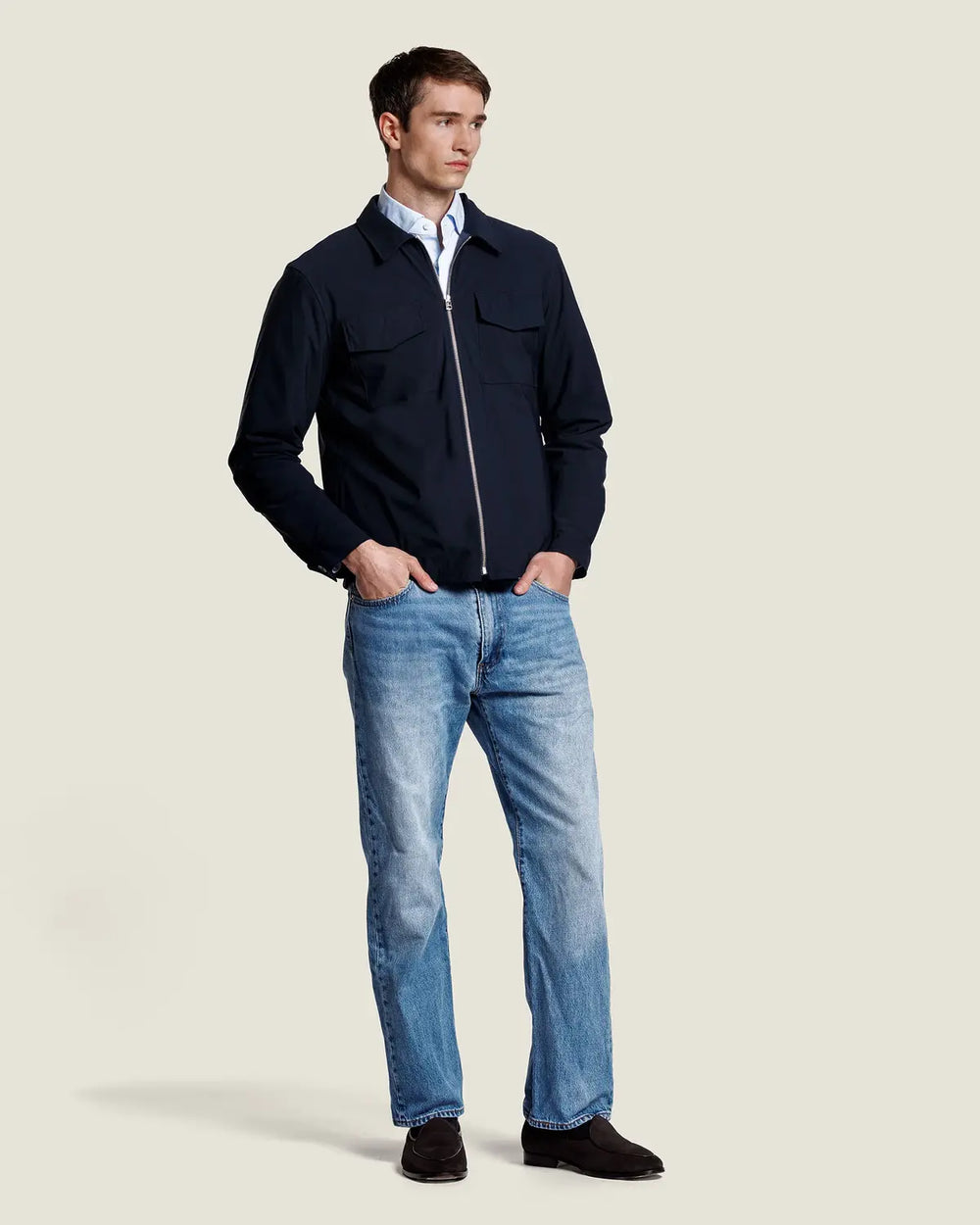 Alter Ego Robert Suède Overshirt – Blauw-74% polyamide, 26% elastaan-HEREN SHIRTS-Blauw