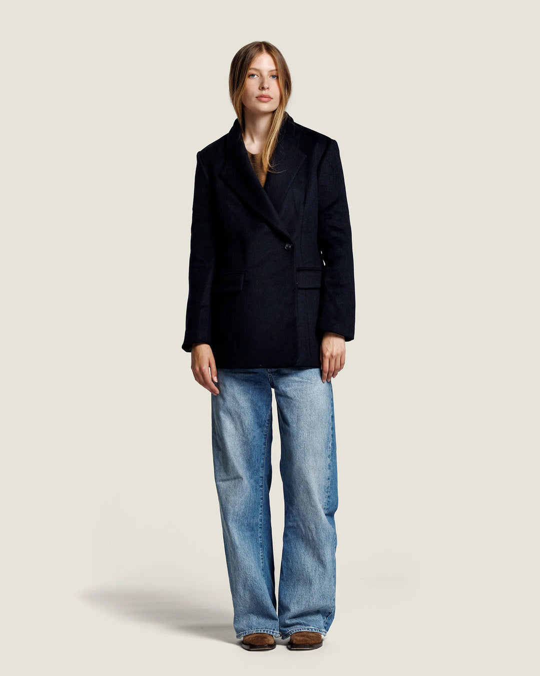 Alter Ego Tracy Wollen Jas – Blauw-50% wol, 50% polyester-DAMES JASSEN & JACKS-Blauw