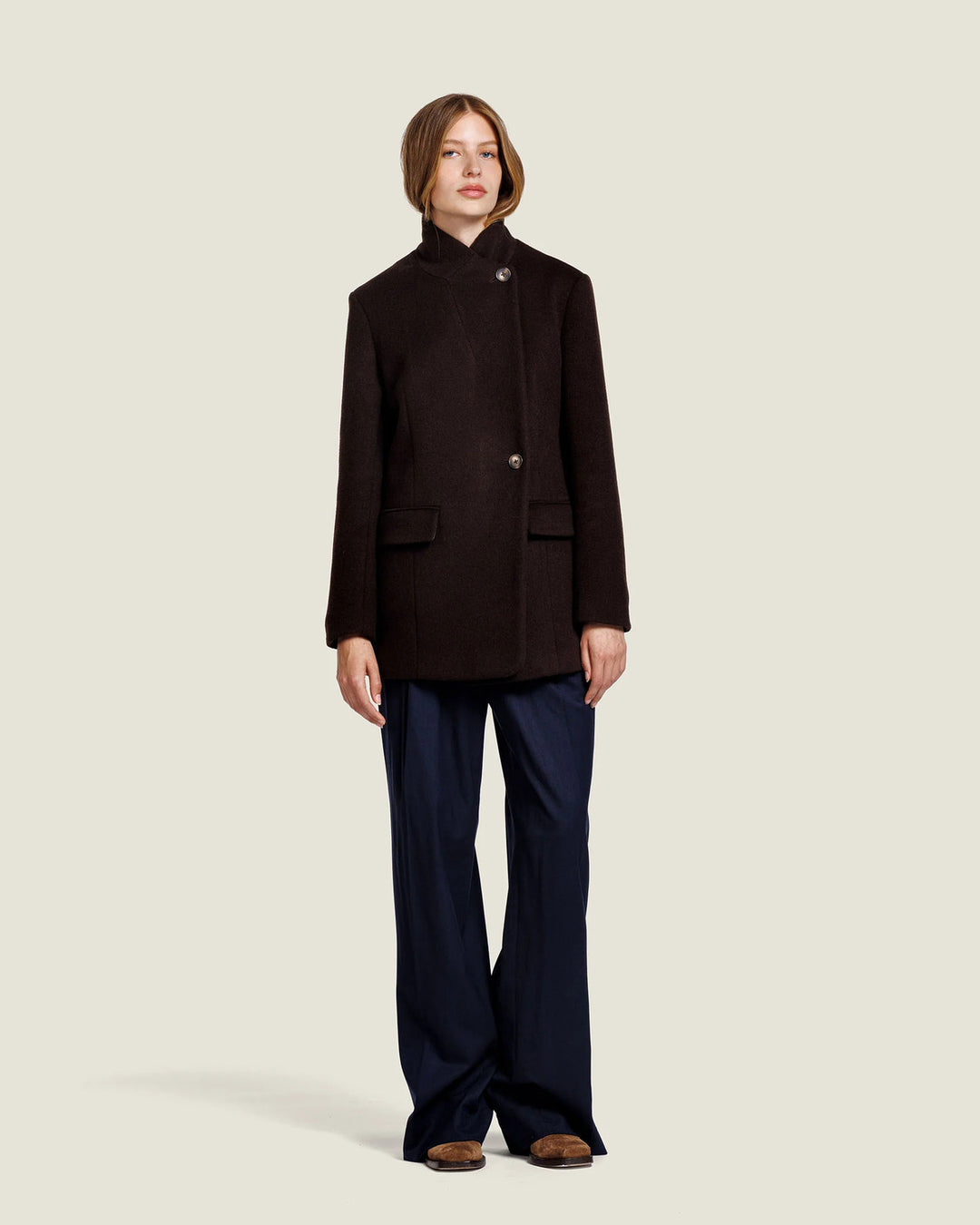 Alter Ego Tracy Wollen Jas – Bruin-50% wol, 50% polyester-DAMES JASSEN & JACKS-Bruin