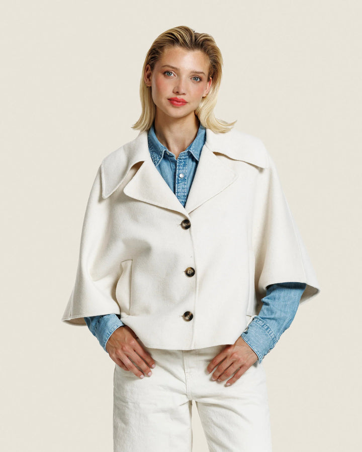 Alter Ego Wollen Cape Coat Lodé – Beige-50% wol, 50% polyester-DAMES JASSEN & JACKS-Beige