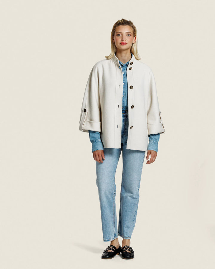 Alter Ego Wollen Cape Jas Vajen – Beige-50% wol, 50% polyester-DAMES JASSEN & JACKS-Beige