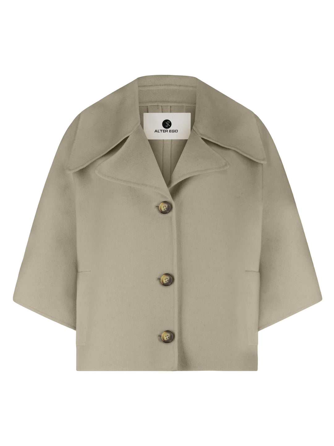 Alter Ego – Wollen Jas Lode Dark Beige Melange-50% wol, 50% polyester-DAMES JASSEN & JACKS-Beige