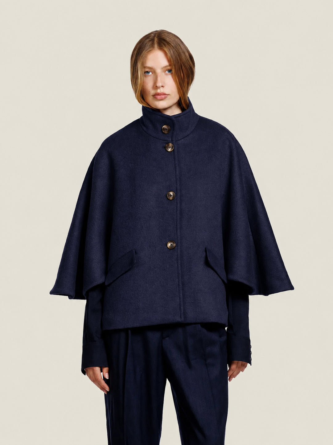 Alter Ego Zoelle Wollen Jas – Blauw-50% wol, 50% polyester-DAMES JASSEN & JACKS-Blauw