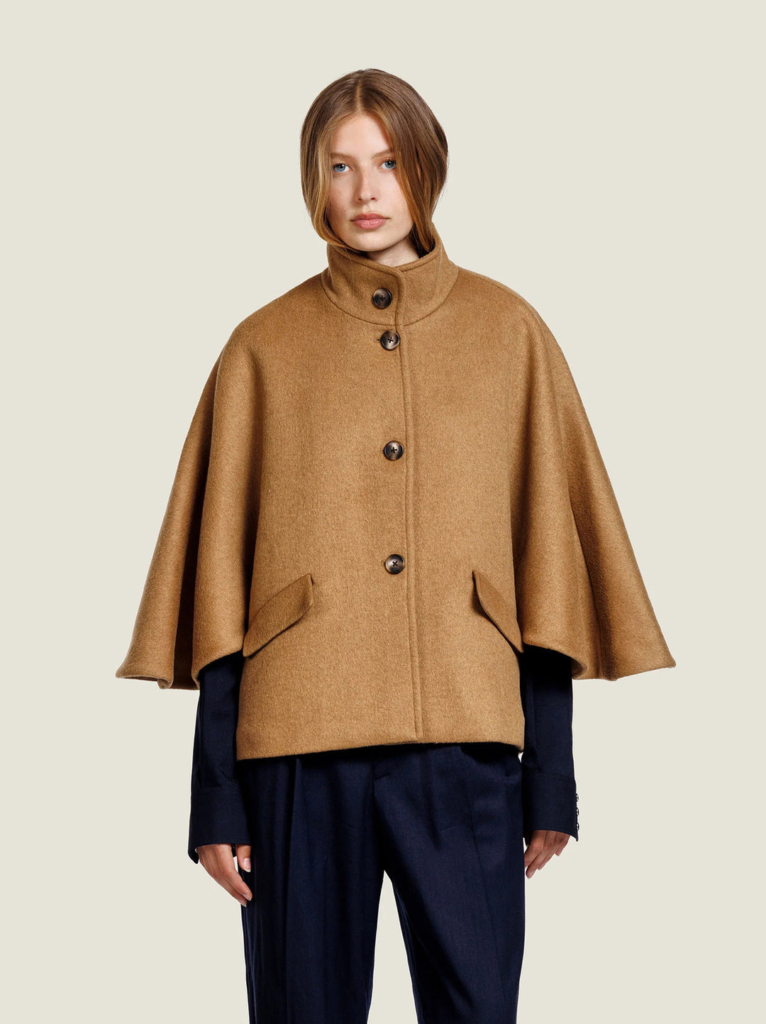 Alter Ego Zoelle Wollen Jas – Bruin-50% wol, 50% polyester-DAMES JASSEN & JACKS-Bruin