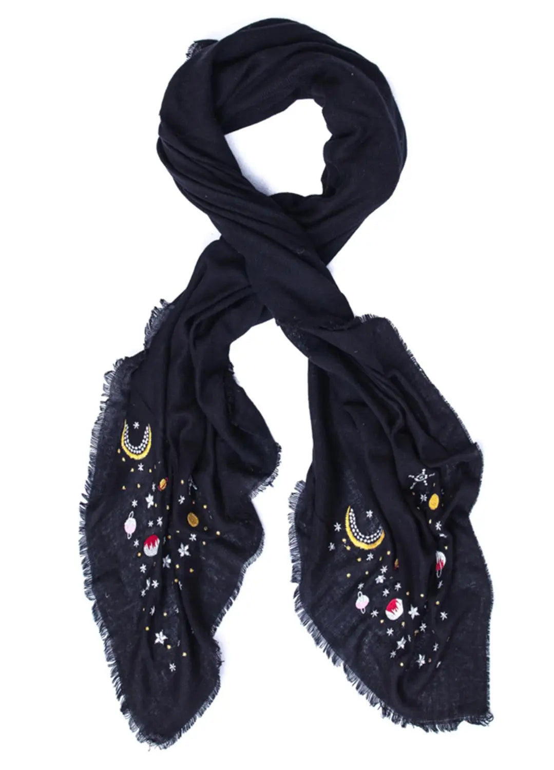 Anokhi shawl Galaxy Black-70% acryl<br />30% wol-DAMES ACCESSOIRES-Zwart