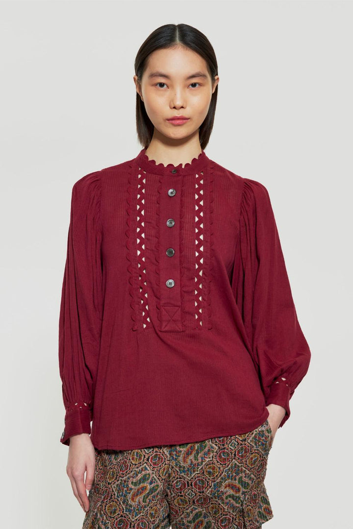 Antik Batik AYA blouse-100% katoen-DAMES TOPS & BLOUSES-Bordeaux