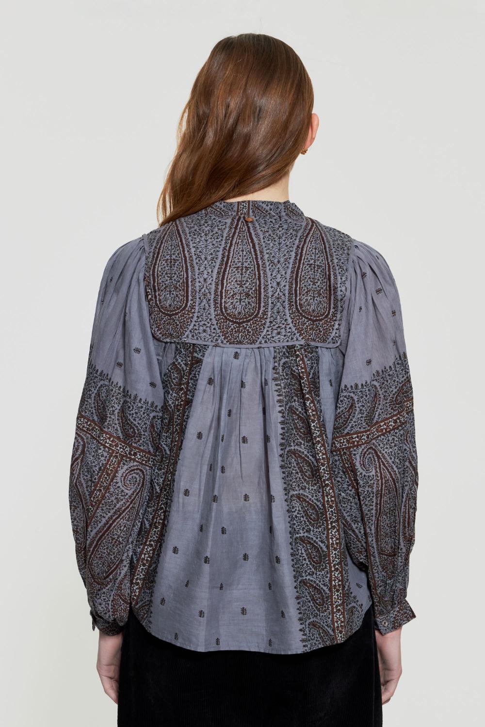 Antik Batik blouse HIDA-100% katoen-DAMES TOPS & BLOUSES-Grijs