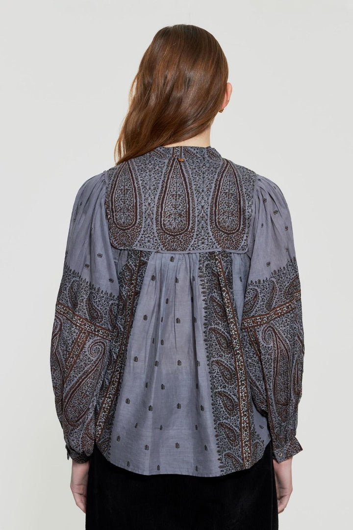 Antik Batik blouse HIDA-100% katoen-DAMES TOPS & BLOUSES-Grijs