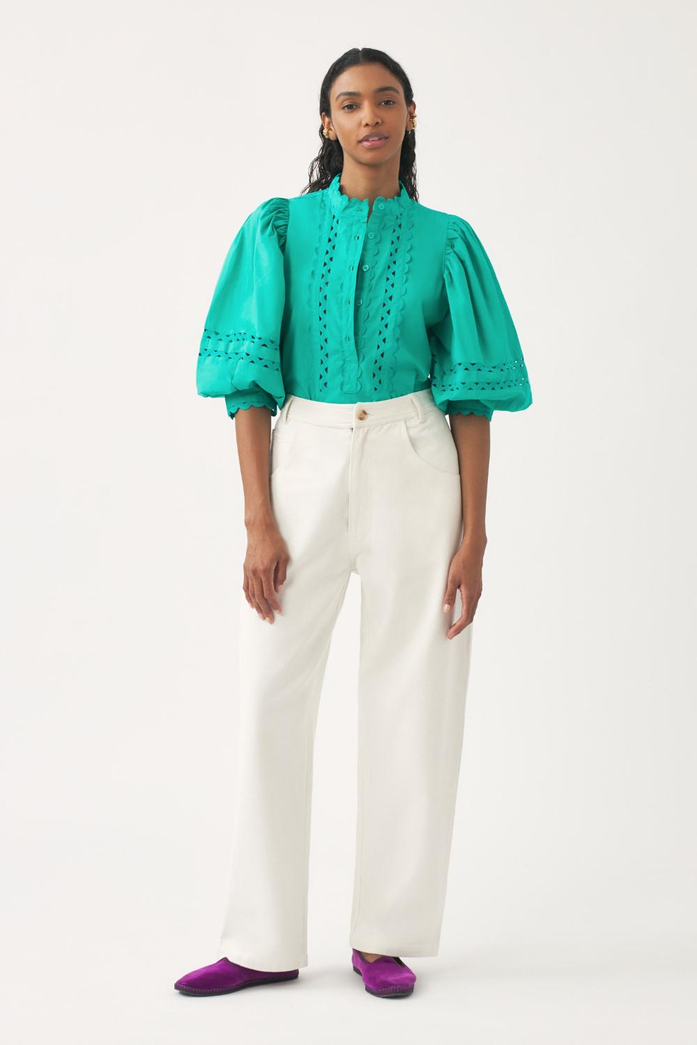 Antik Batik blouse RODO-100% katoen-DAMES TOPS & BLOUSES-Blauw