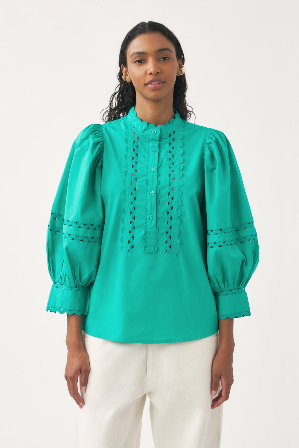 Antik Batik blouse RODO-100% katoen-DAMES TOPS & BLOUSES-Blauw