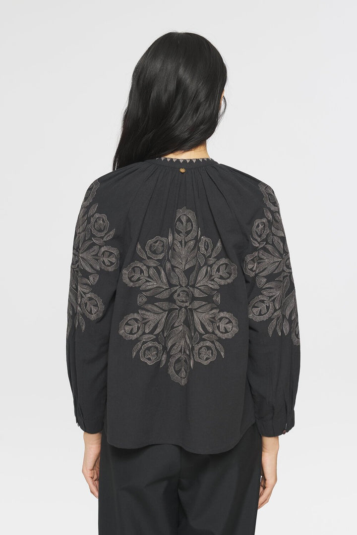 Antik Batik Eglantine blouse zwart-100% Katoen-DAMES TOPS & BLOUSES-Zwart