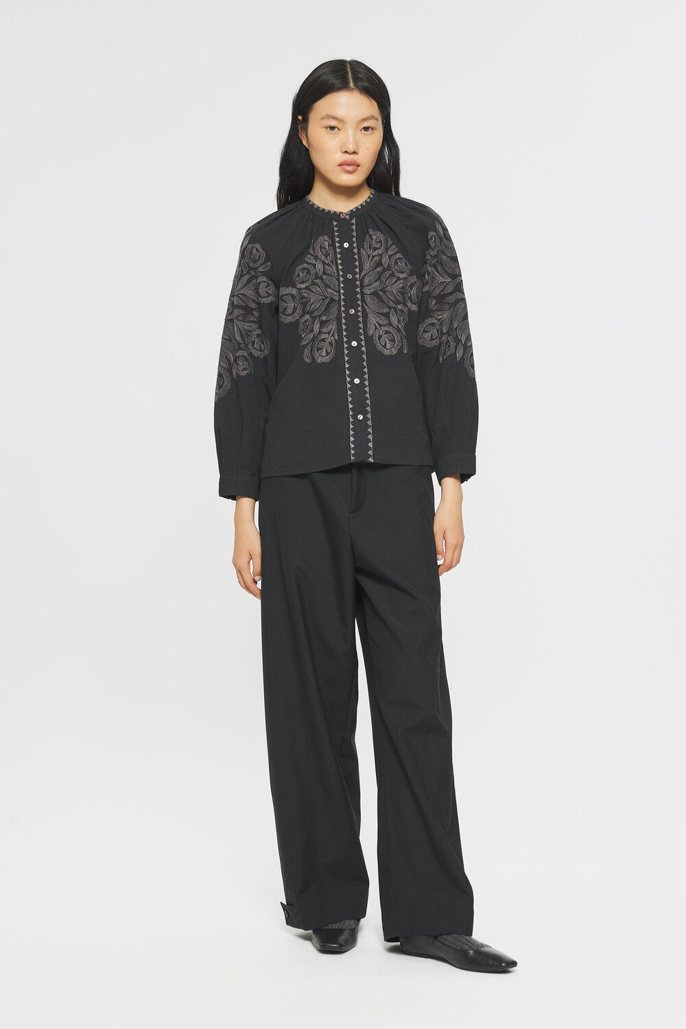 Antik Batik Eglantine blouse zwart-100% Katoen-DAMES TOPS & BLOUSES-Zwart