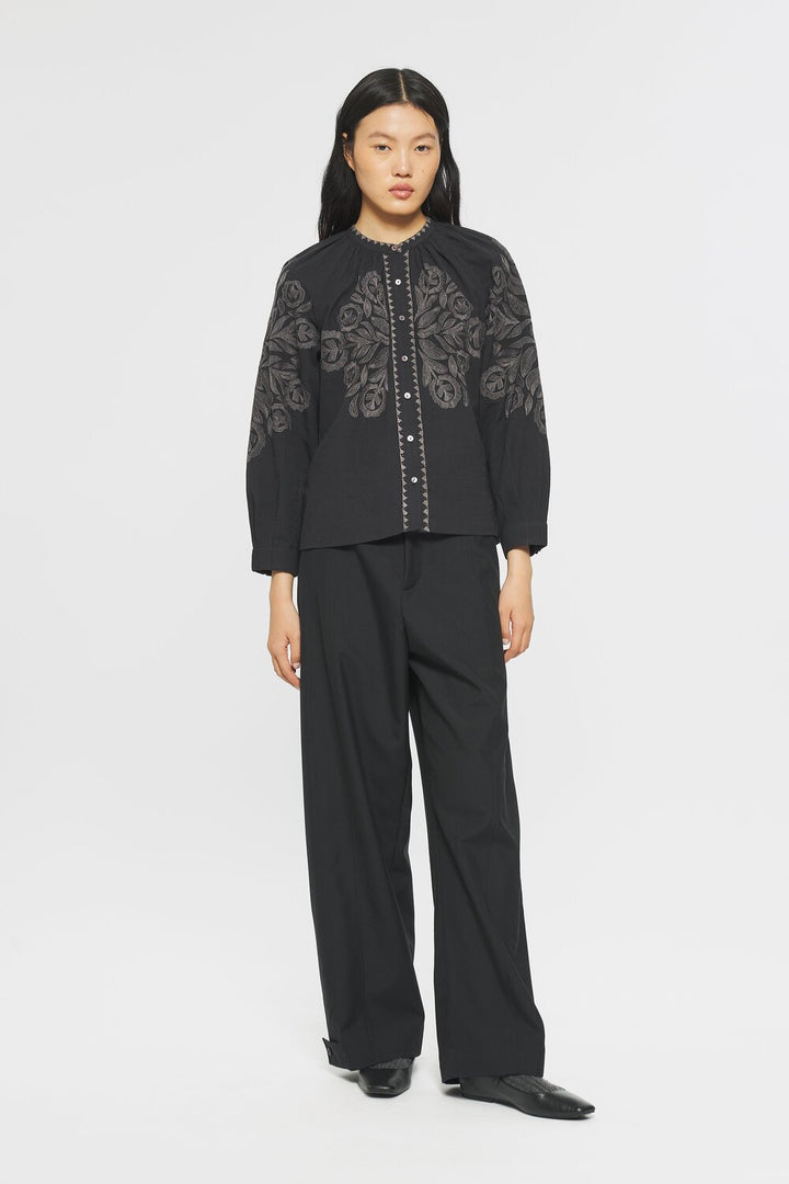 Antik Batik Eglantine blouse zwart-100% Katoen-DAMES TOPS & BLOUSES-Zwart