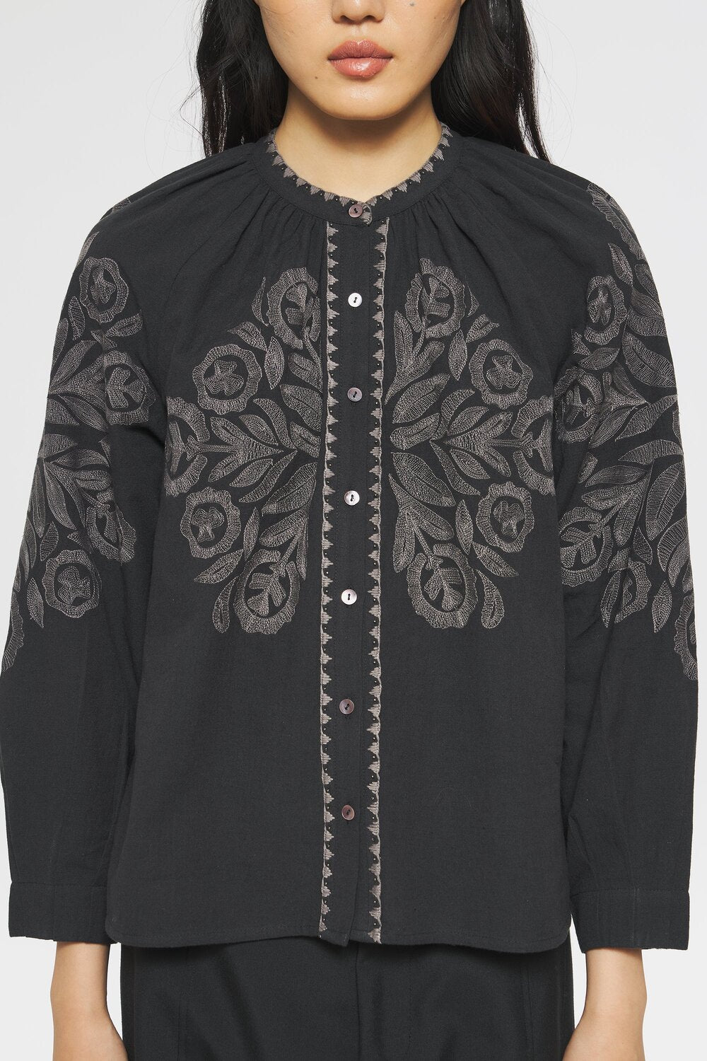 Antik Batik Eglantine blouse zwart-100% Katoen-DAMES TOPS & BLOUSES-Zwart