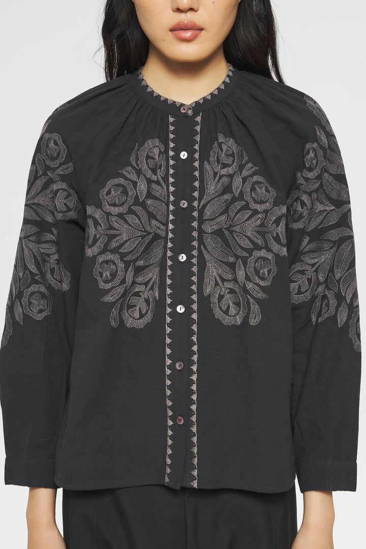 Antik Batik Eglantine blouse zwart-100% Katoen-DAMES TOPS & BLOUSES-Zwart