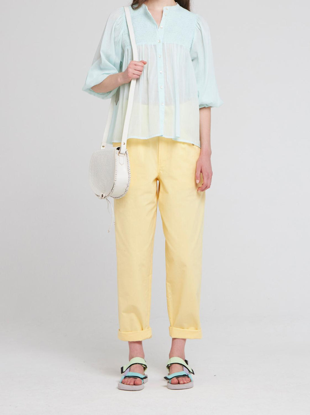 Antik Batik HITA blouse aqua-100% katoen-DAMES TOPS & BLOUSES-Blauw