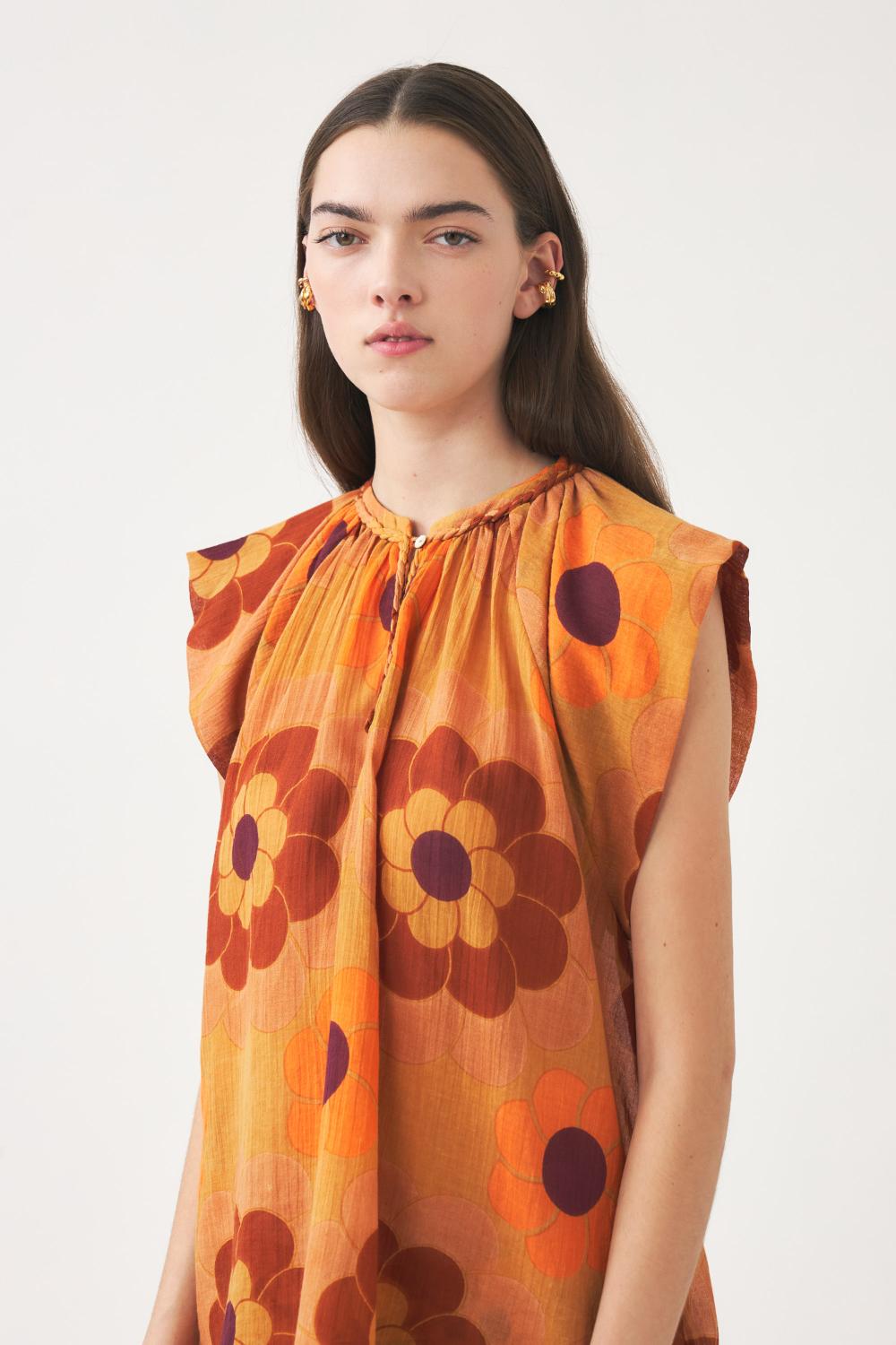 Antik Batik SUNY TEE-100% katoen-DAMES TOPS & BLOUSES-Bruin