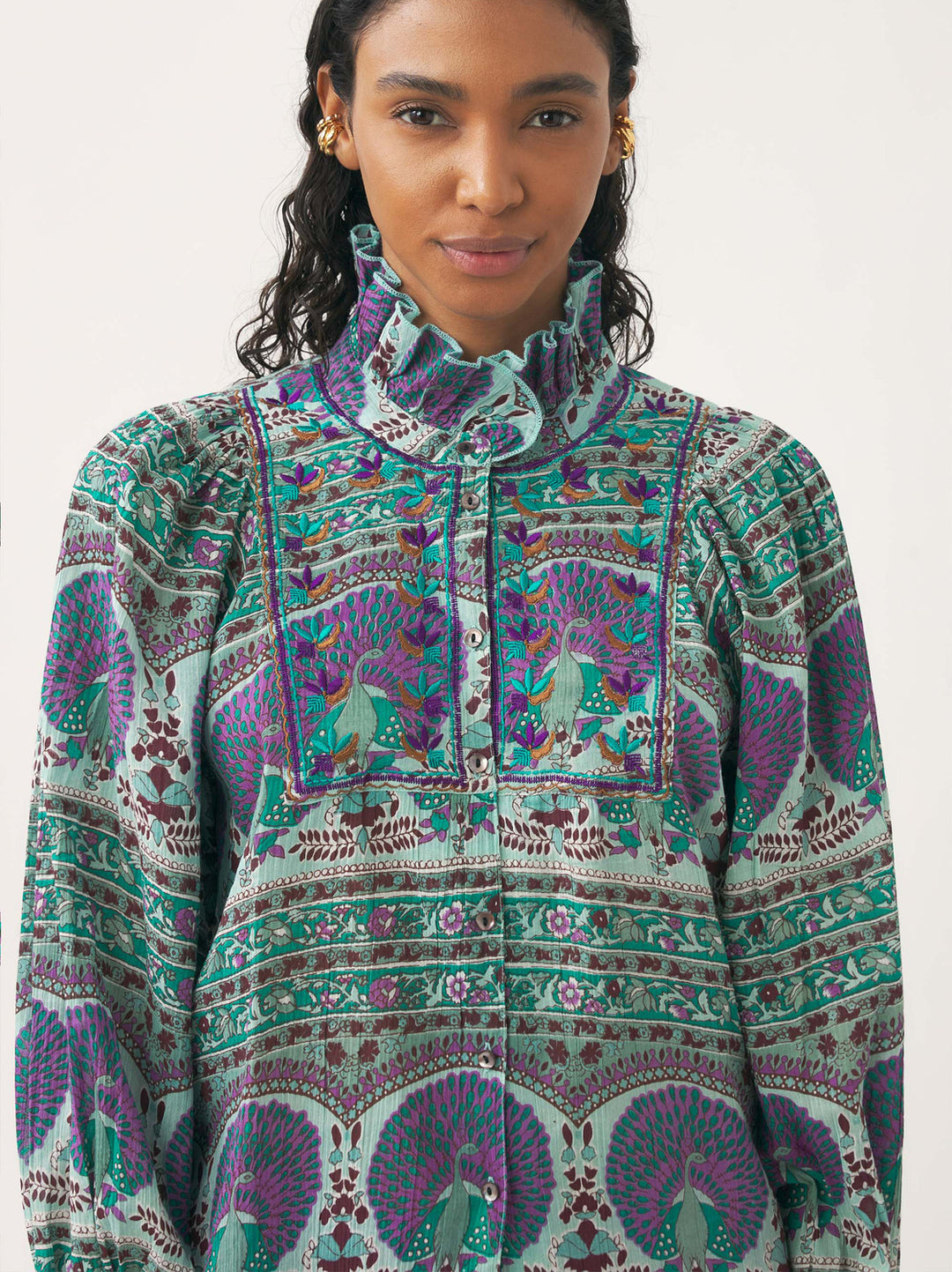 Antik Batik TALA blouse-100% katoen-DAMES TOPS & BLOUSES-Blauw