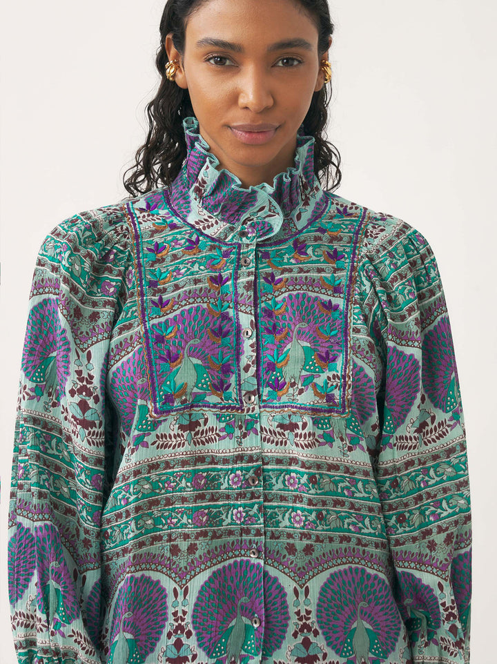 Antik Batik TALA blouse-100% katoen-DAMES TOPS & BLOUSES-Blauw
