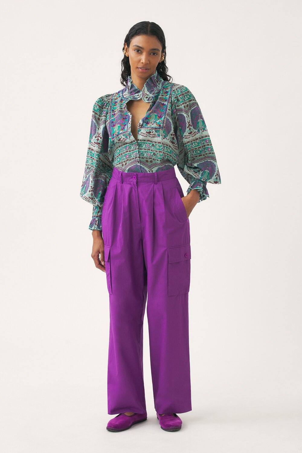 Antik Batik TALA blouse-100% katoen-DAMES TOPS & BLOUSES-Blauw