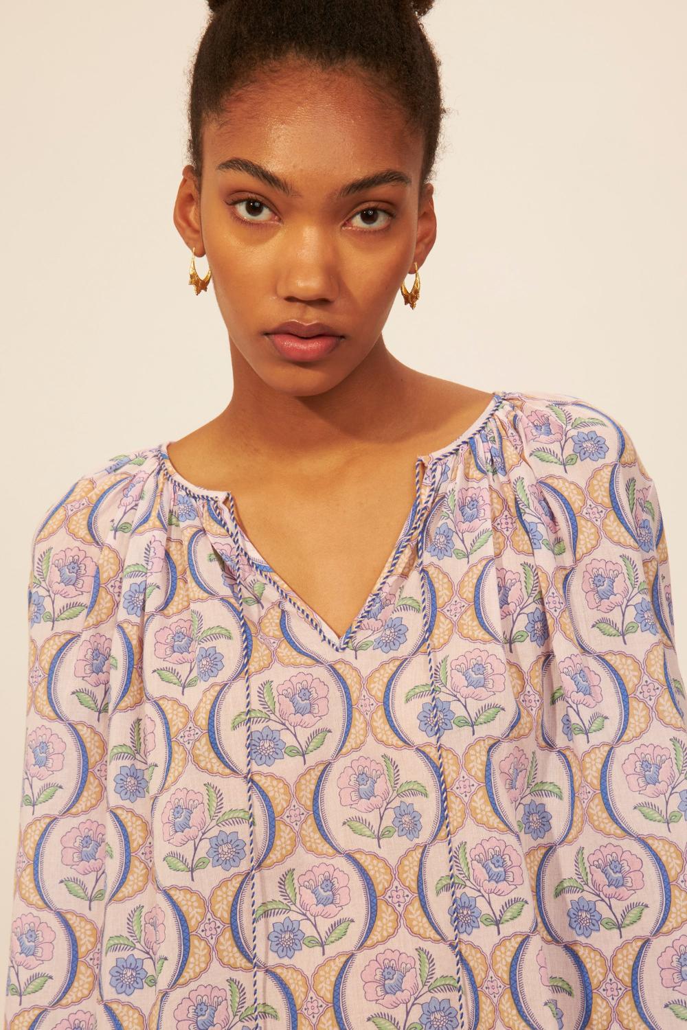 Antik Batik TANISSA-100% katoen-DAMES TOPS & BLOUSES-Paars