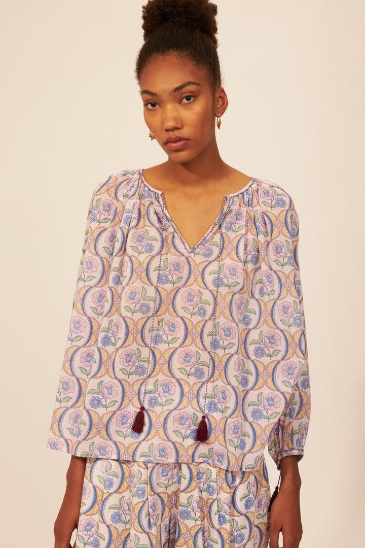 Antik Batik TANISSA-100% katoen-DAMES TOPS & BLOUSES-Paars