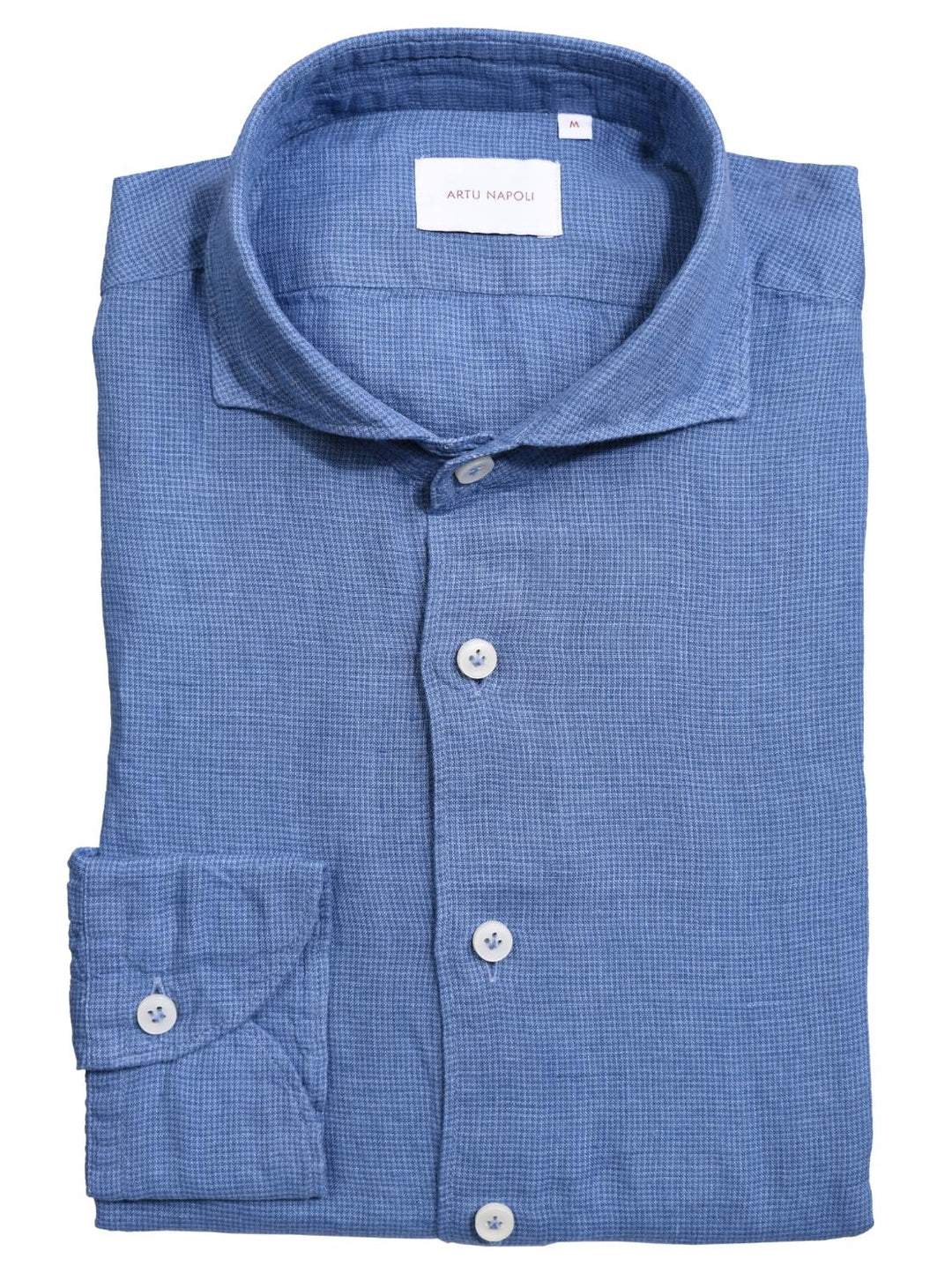 Artu Napoli overhemd-100% linnen-HEREN SHIRTS-Blauw