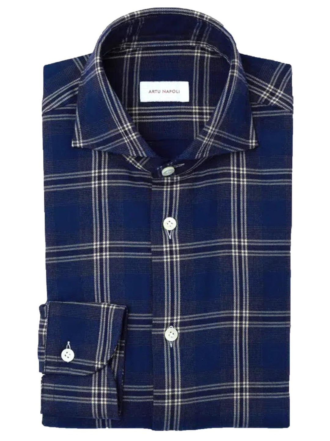 Artu Napoli overhemd ruit-100% katoen-HEREN SHIRTS-Blauw