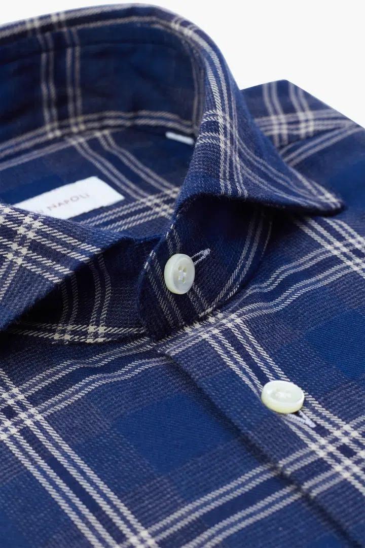 Artu Napoli overhemd ruit-100% katoen-HEREN SHIRTS-Blauw