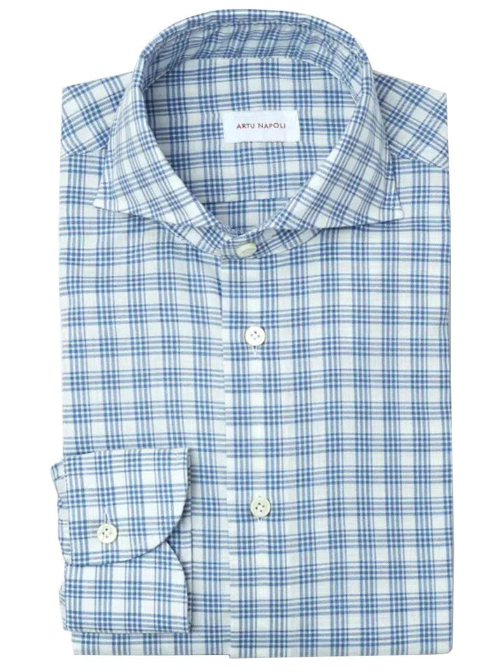 Artu Napoli overhemd slim fit-100% katoen-HEREN SHIRTS-Blauw