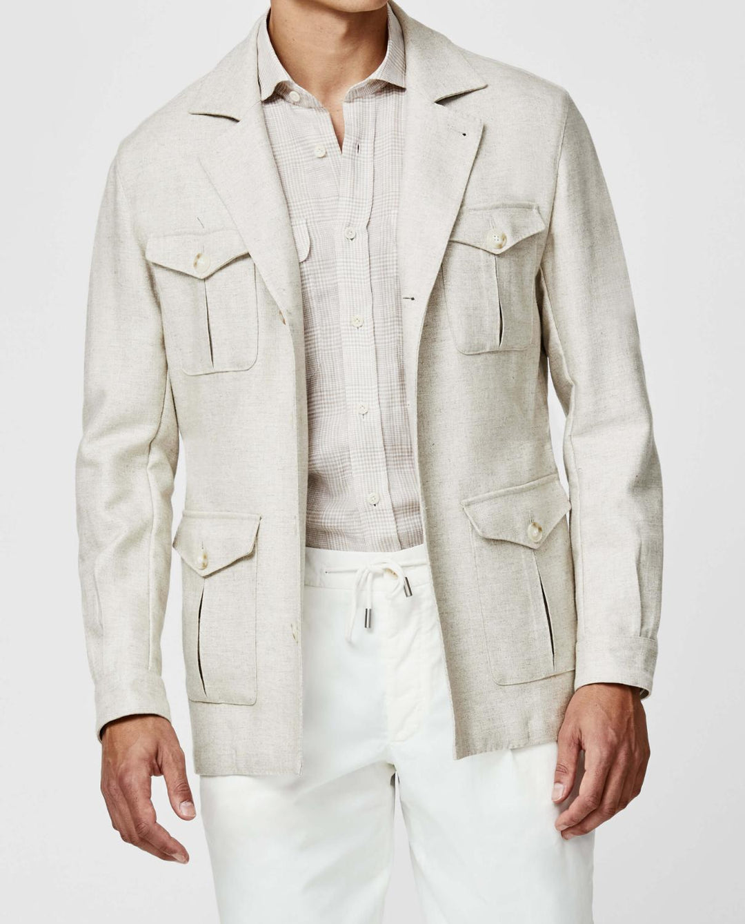 Atelier Munro safarijack – Beige-67% Viscose, 33% Linnen-HEREN PAKKEN & COLBERTS-Beige